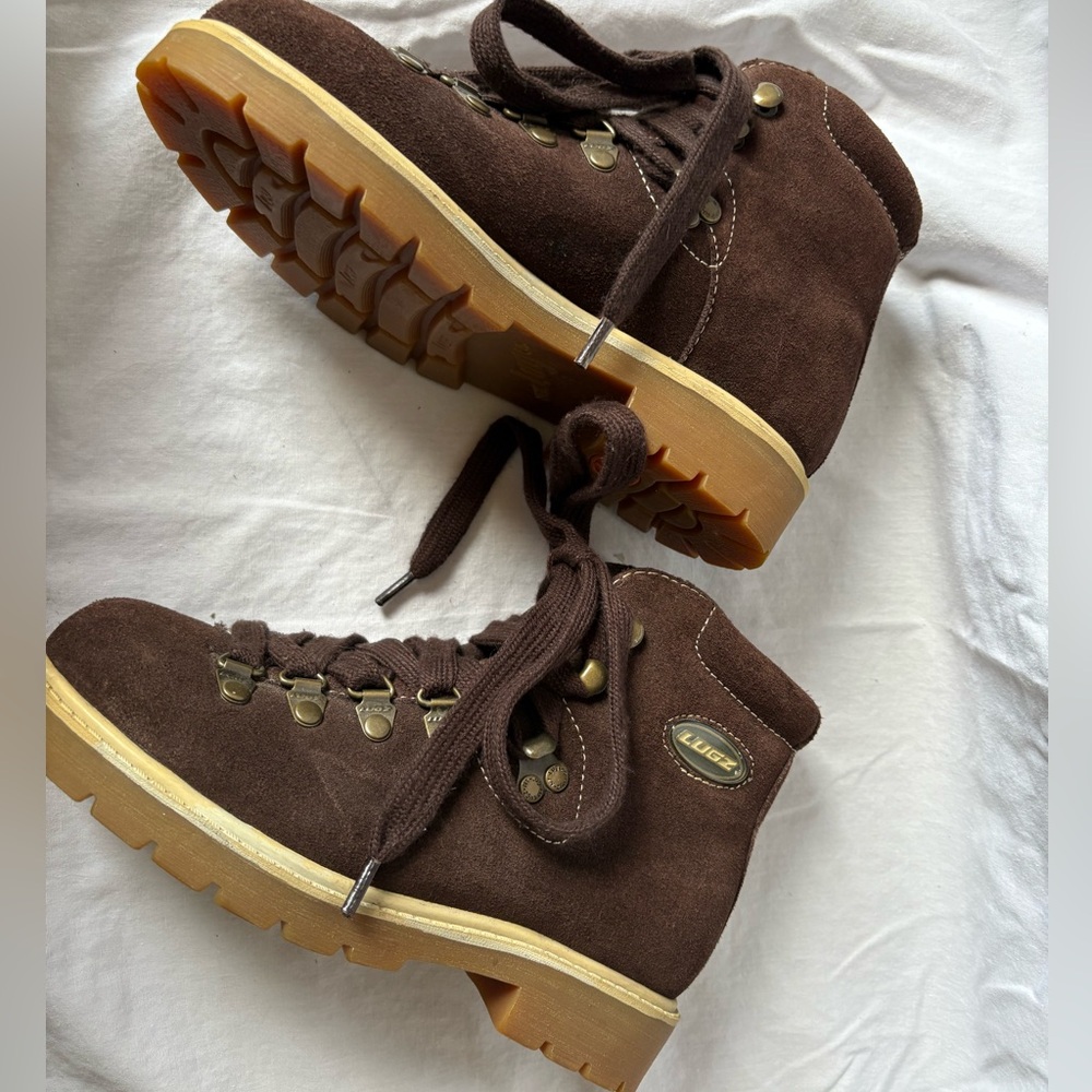 Lugz Women’s Brown Suede Hiking Combat Boots Size 5